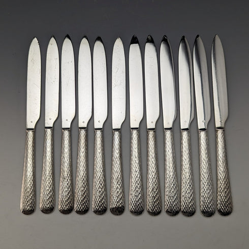 英国ヴィンテージ シルバープレート製 カトラリー12ペアセット 木箱入り Elkington